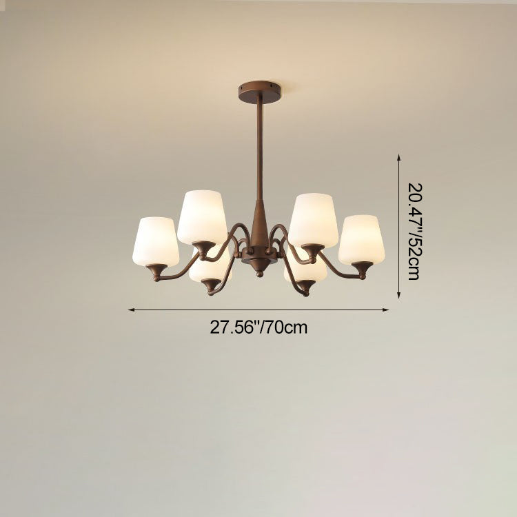 Traditional French Iron & Glass Branch Round 3/6/8/10-Light Chandelier For Living Room, Bedroom
