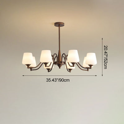 Traditional French Iron & Glass Branch Round 3/6/8/10-Light Chandelier For Living Room, Bedroom