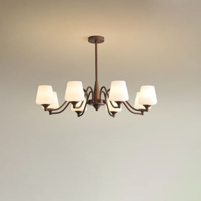 Traditional French Iron & Glass Branch Round 3/6/8/10-Light Chandelier For Living Room, Bedroom