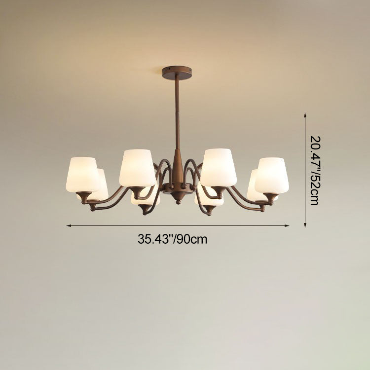 Traditional French Iron & Glass Branch Round 3/6/8/10-Light Chandelier For Living Room, Bedroom