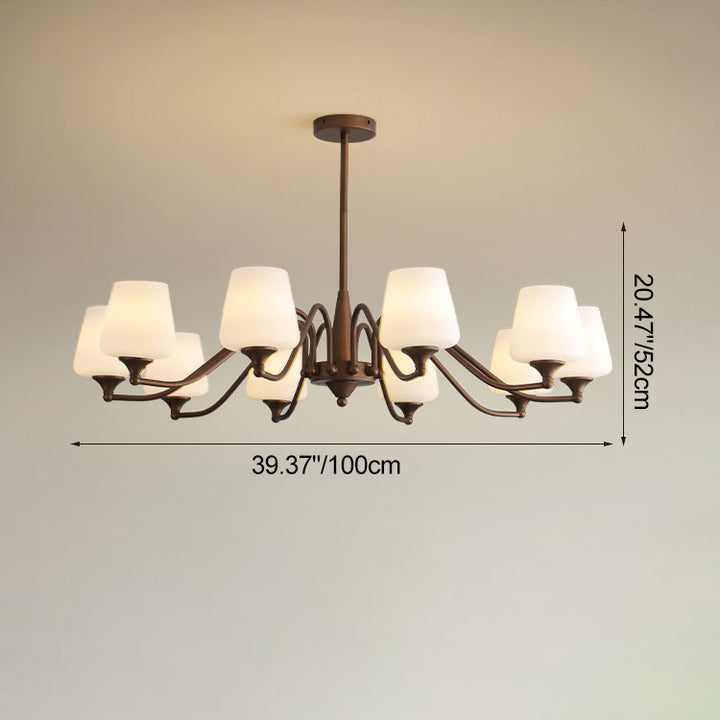 Traditioneller französischer Eisen- &amp; Glaszweig Rund 3/6/8/10-Licht Kronleuchter für Wohnzimmer, Schlafzimmer 