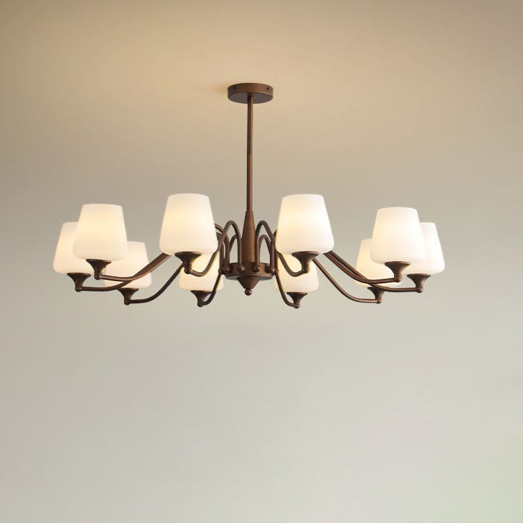 Traditional French Iron & Glass Branch Round 3/6/8/10-Light Chandelier For Living Room, Bedroom