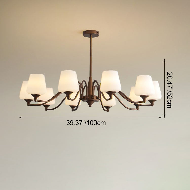 Traditional French Iron & Glass Branch Round 3/6/8/10-Light Chandelier For Living Room, Bedroom