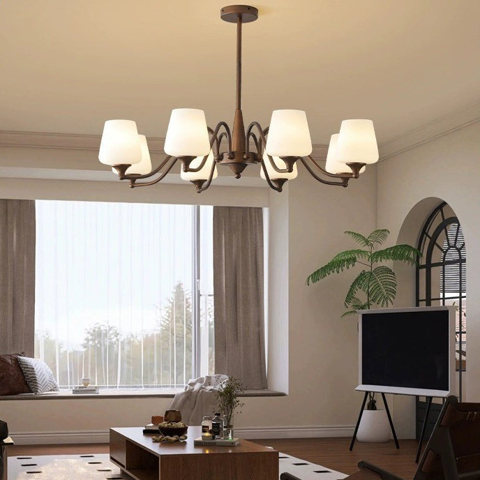 Traditional French Iron & Glass Branch Round 3/6/8/10-Light Chandelier For Living Room, Bedroom