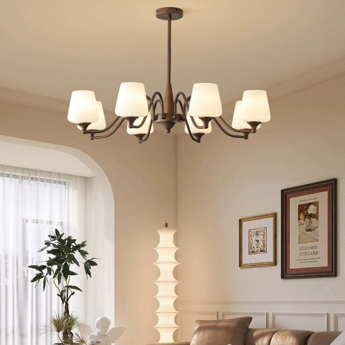 Traditional French Iron & Glass Branch Round 3/6/8/10-Light Chandelier For Living Room, Bedroom