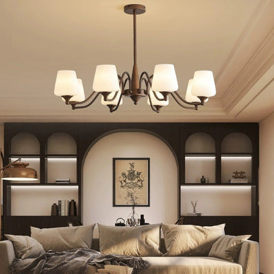 Traditional French Iron & Glass Branch Round 3/6/8/10-Light Chandelier For Living Room, Bedroom