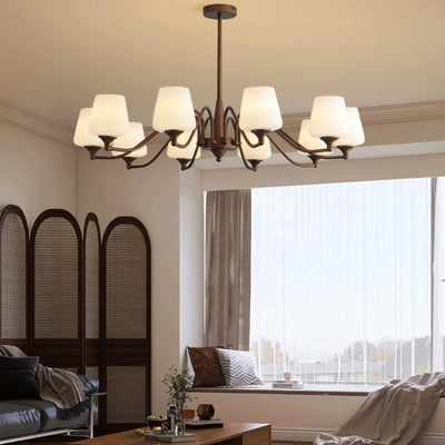 Traditional French Iron & Glass Branch Round 3/6/8/10-Light Chandelier For Living Room, Bedroom