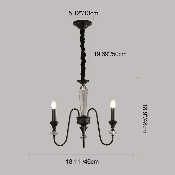 Traditional French Brass & Crystal Branch Curve 3/5/6/8/10/12-Light Chandelier For Living Room, Bedroom