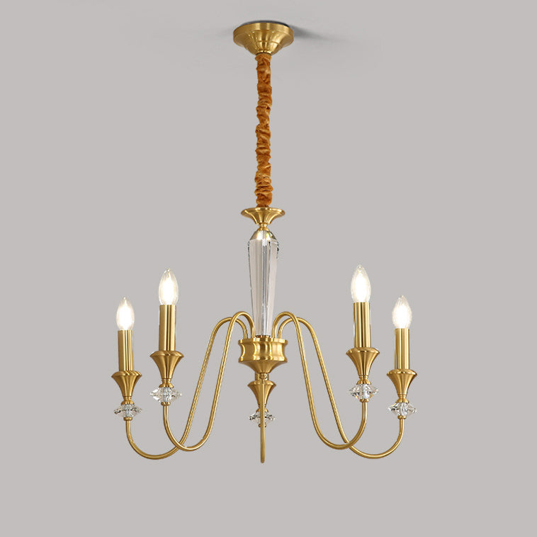Traditional French Brass &amp; Crystal Branch Curve 3/5/6/8/10/12-Light Chandelier For Living Room, Bedroom