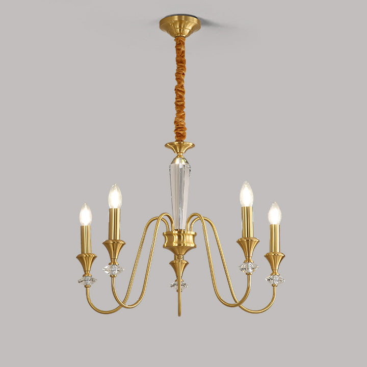 Traditional French Brass &amp; Crystal Branch Curve 3/5/6/8/10/12-Light Chandelier For Living Room, Bedroom