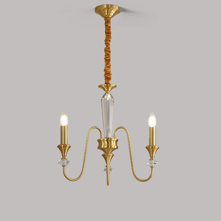 Traditional French Brass &amp; Crystal Branch Curve 3/5/6/8/10/12-Light Chandelier For Living Room, Bedroom