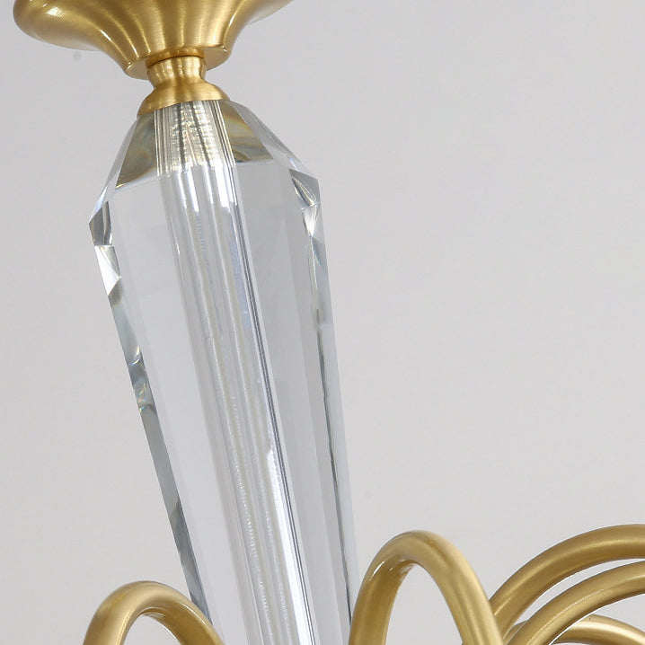 Traditional French Brass &amp; Crystal Branch Curve 3/5/6/8/10/12-Light Chandelier For Living Room, Bedroom