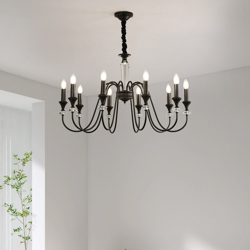 Traditional French Brass &amp; Crystal Branch Curve 3/5/6/8/10/12-Light Chandelier For Living Room, Bedroom