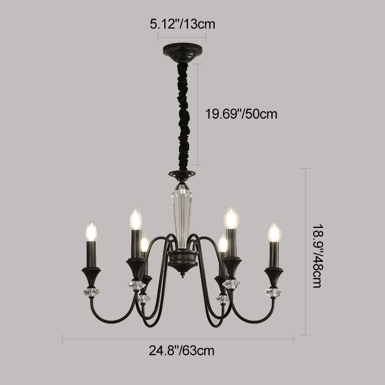 Traditional French Brass &amp; Crystal Branch Curve 3/5/6/8/10/12-Light Chandelier For Living Room, Bedroom