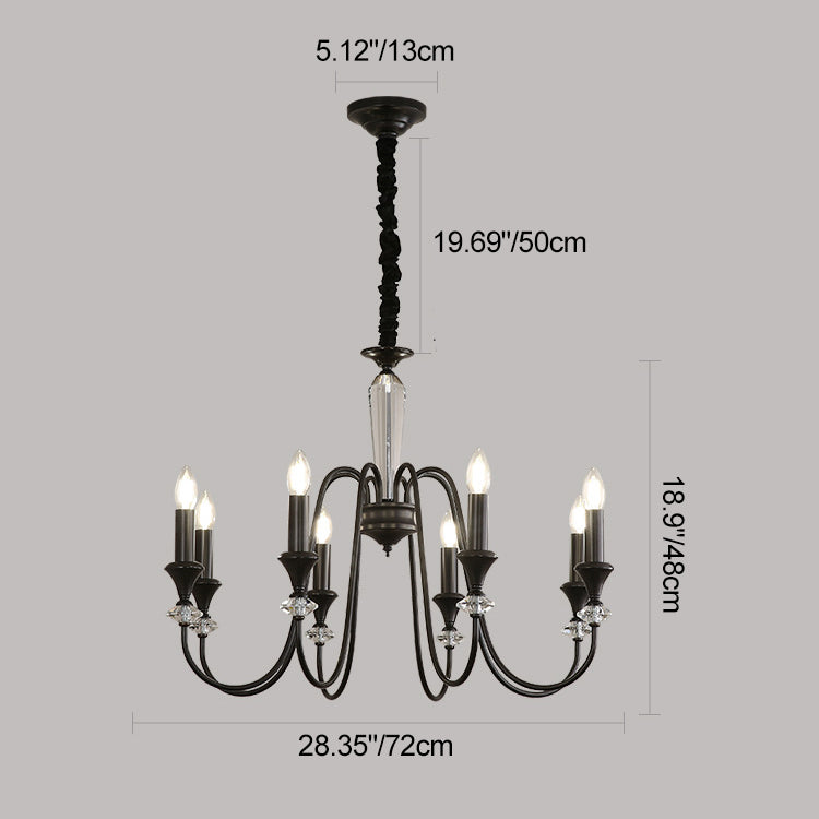 Traditional French Brass &amp; Crystal Branch Curve 3/5/6/8/10/12-Light Chandelier For Living Room, Bedroom