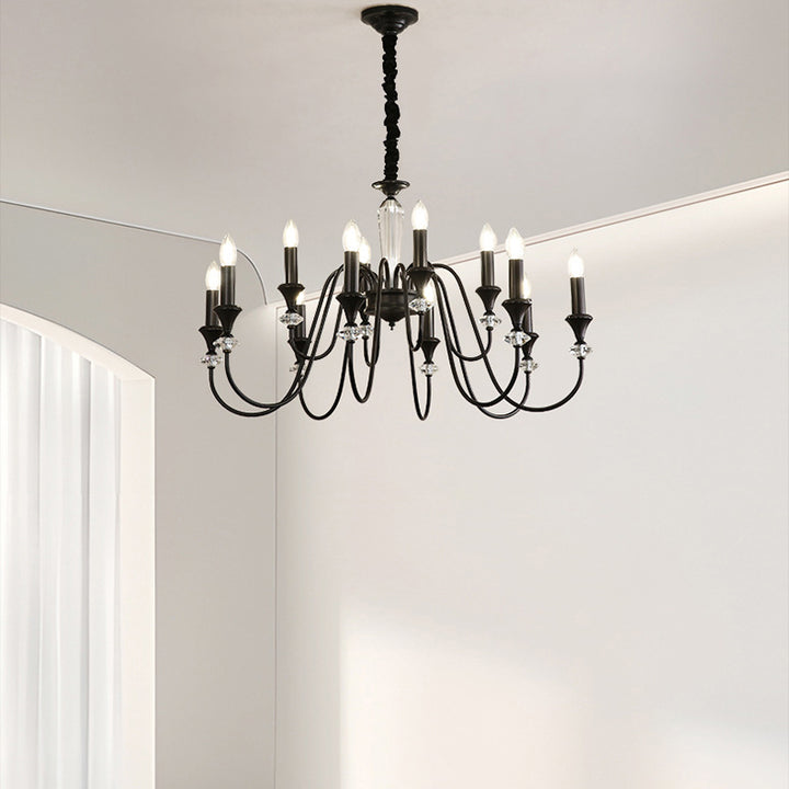 Traditional French Brass &amp; Crystal Branch Curve 3/5/6/8/10/12-Light Chandelier For Living Room, Bedroom