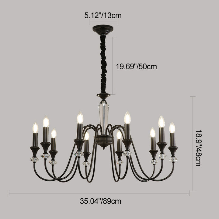Traditional French Brass &amp; Crystal Branch Curve 3/5/6/8/10/12-Light Chandelier For Living Room, Bedroom
