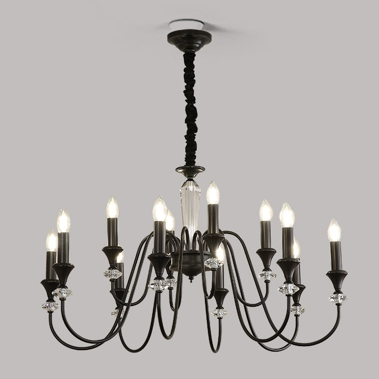 Traditional French Brass &amp; Crystal Branch Curve 3/5/6/8/10/12-Light Chandelier For Living Room, Bedroom