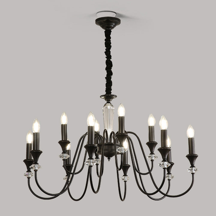 Traditional French Brass &amp; Crystal Branch Curve 3/5/6/8/10/12-Light Chandelier For Living Room, Bedroom