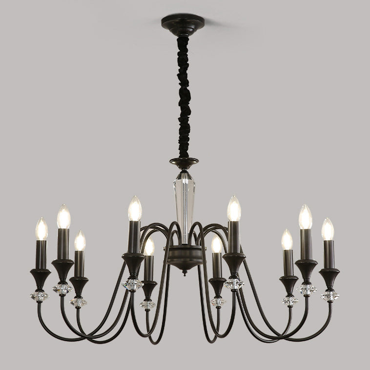 Traditional French Brass &amp; Crystal Branch Curve 3/5/6/8/10/12-Light Chandelier For Living Room, Bedroom