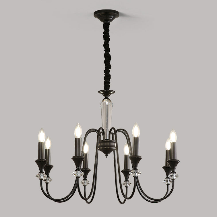 Traditional French Brass &amp; Crystal Branch Curve 3/5/6/8/10/12-Light Chandelier For Living Room, Bedroom