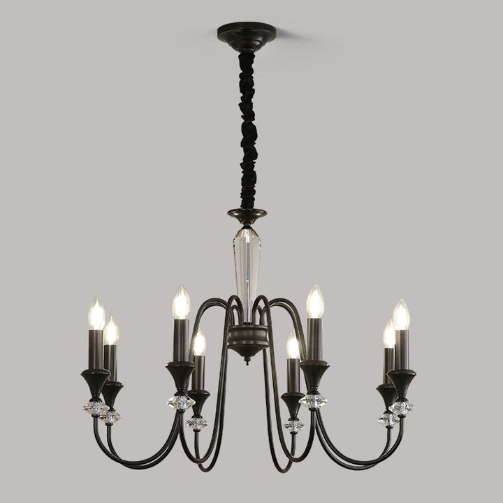 Traditional French Brass &amp; Crystal Branch Curve 3/5/6/8/10/12-Light Chandelier For Living Room, Bedroom