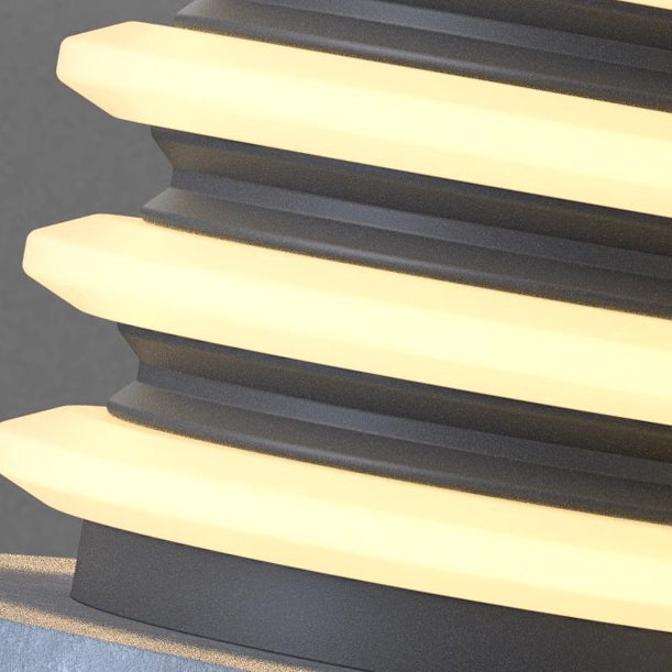 Moderne Minimaliste Acier Inoxydable & PE Rond & Carré LED Solaire & Imperméable Lumière Extérieure Pour Jardin, Cour & Patio 