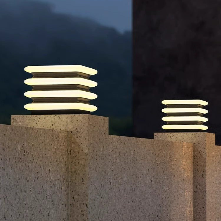 Moderne Minimaliste Acier Inoxydable & PE Rond & Carré LED Solaire & Imperméable Lumière Extérieure Pour Jardin, Cour & Patio 