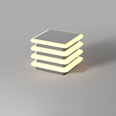 Moderne Minimaliste Acier Inoxydable & PE Rond & Carré LED Solaire & Imperméable Lumière Extérieure Pour Jardin, Cour & Patio 