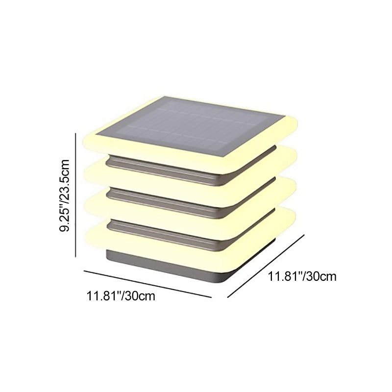 Moderne Minimaliste Acier Inoxydable & PE Rond & Carré LED Solaire & Imperméable Lumière Extérieure Pour Jardin, Cour & Patio 