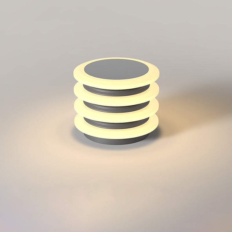 Moderne Minimaliste Acier Inoxydable & PE Rond & Carré LED Solaire & Imperméable Lumière Extérieure Pour Jardin, Cour & Patio 