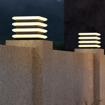 Moderne Minimaliste Acier Inoxydable & PE Rond & Carré LED Solaire & Imperméable Lumière Extérieure Pour Jardin, Cour & Patio 