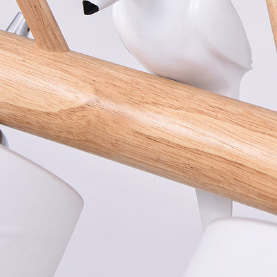 Pantallas cilíndricas lineales de madera y vidrio creativas contemporáneas de 2/3 luces para comedor, dormitorio y sala de estar 
