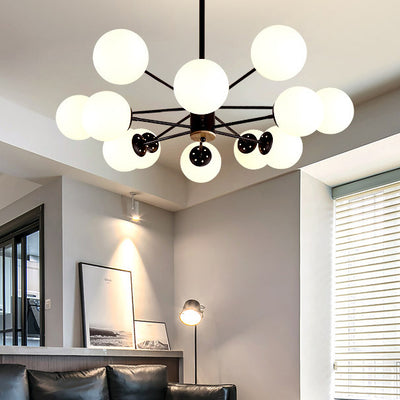 Contemporary Nordic Metal, Wood & Glass Round 6/8/10/12-Light Chandelier For Bedroom & Living Room