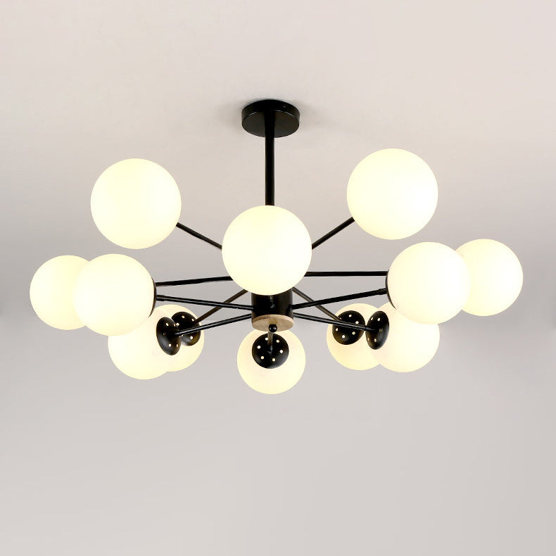 Contemporary Nordic Metal, Wood & Glass Round 6/8/10/12-Light Chandelier For Bedroom & Living Room