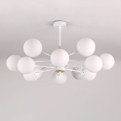 Contemporary Nordic Metal, Wood & Glass Round 6/8/10/12-Light Chandelier For Bedroom & Living Room