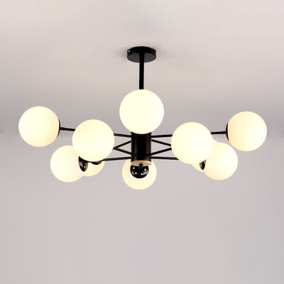 Contemporary Nordic Metal, Wood & Glass Round 6/8/10/12-Light Chandelier For Bedroom & Living Room