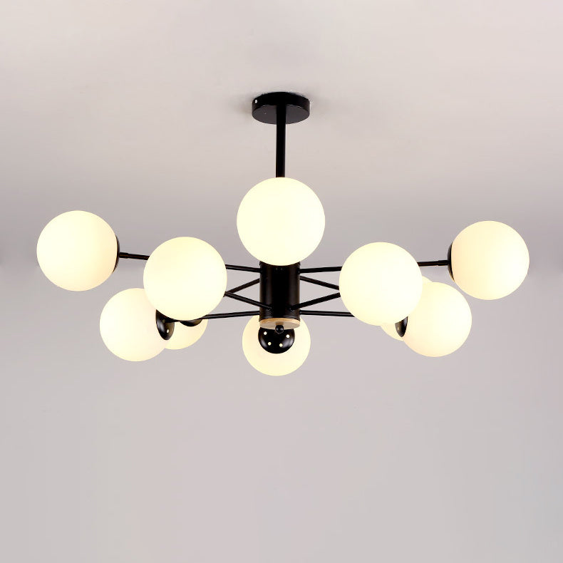 Contemporary Nordic Metal, Wood & Glass Round 6/8/10/12-Light Chandelier For Bedroom & Living Room
