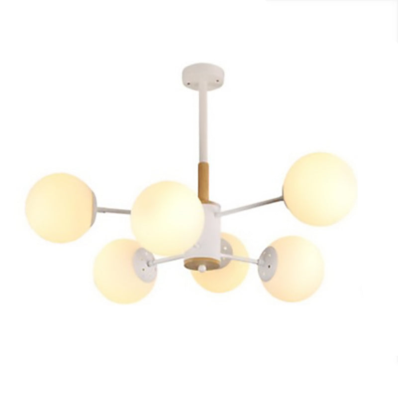 Contemporary Nordic Metal, Wood & Glass Round 6/8/10/12-Light Chandelier For Bedroom & Living Room