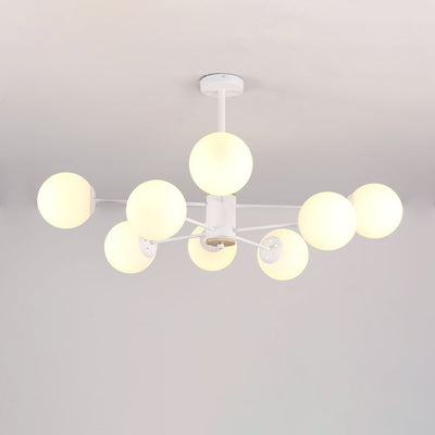 Contemporary Nordic Metal, Wood & Glass Round 6/8/10/12-Light Chandelier For Bedroom & Living Room