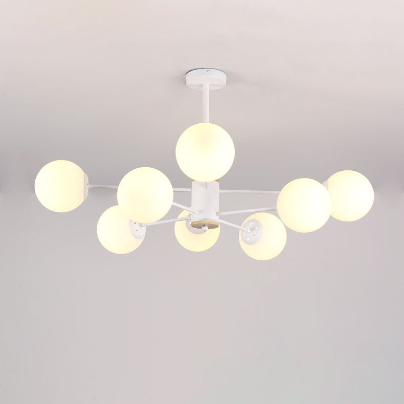 Contemporary Nordic Metal, Wood & Glass Round 6/8/10/12-Light Chandelier For Bedroom & Living Room