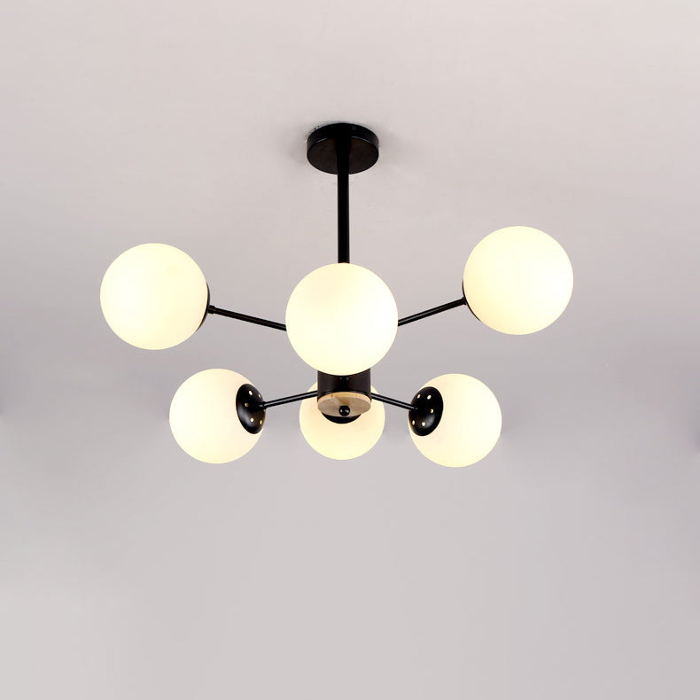 Contemporary Nordic Metal, Wood & Glass Round 6/8/10/12-Light Chandelier For Bedroom & Living Room