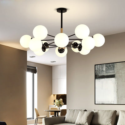 Contemporary Nordic Metal, Wood & Glass Round 6/8/10/12-Light Chandelier For Bedroom & Living Room