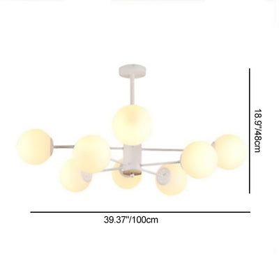 Contemporary Nordic Metal, Wood & Glass Round 6/8/10/12-Light Chandelier For Bedroom & Living Room
