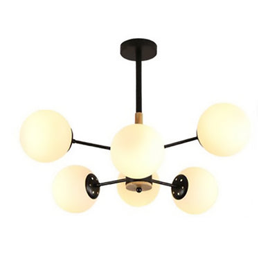 Contemporary Nordic Metal, Wood & Glass Round 6/8/10/12-Light Chandelier For Bedroom & Living Room
