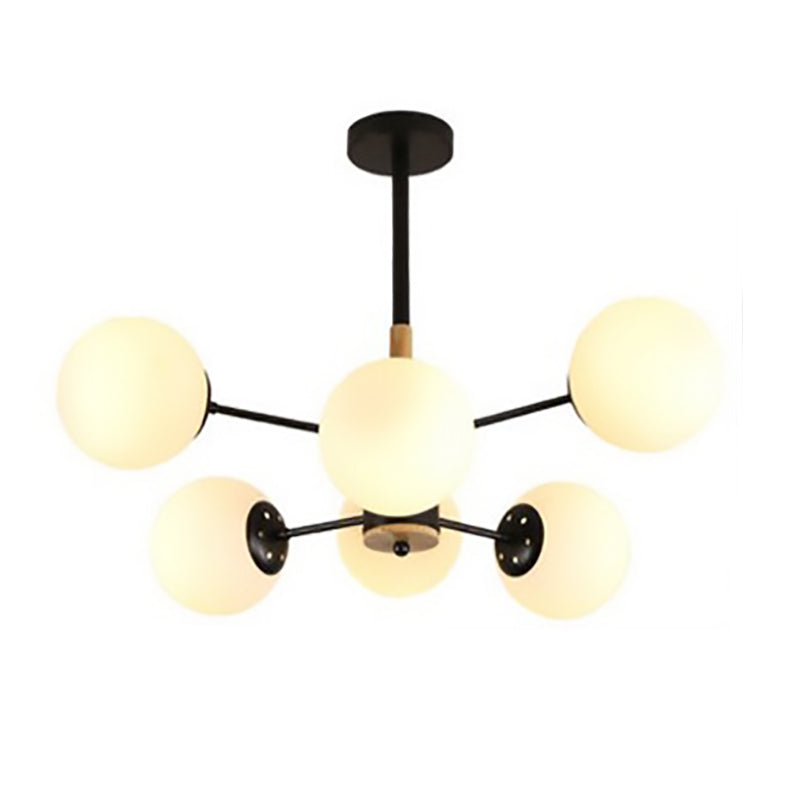 Contemporary Nordic Metal, Wood & Glass Round 6/8/10/12-Light Chandelier For Bedroom & Living Room