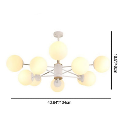 Contemporary Nordic Metal, Wood & Glass Round 6/8/10/12-Light Chandelier For Bedroom & Living Room