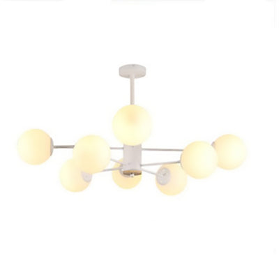 Contemporary Nordic Metal, Wood & Glass Round 6/8/10/12-Light Chandelier For Bedroom & Living Room