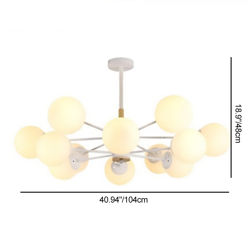 Contemporary Nordic Metal, Wood & Glass Round 6/8/10/12-Light Chandelier For Bedroom & Living Room