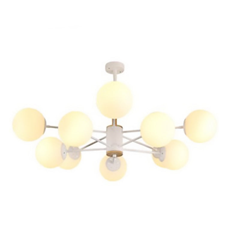 Contemporary Nordic Metal, Wood & Glass Round 6/8/10/12-Light Chandelier For Bedroom & Living Room
